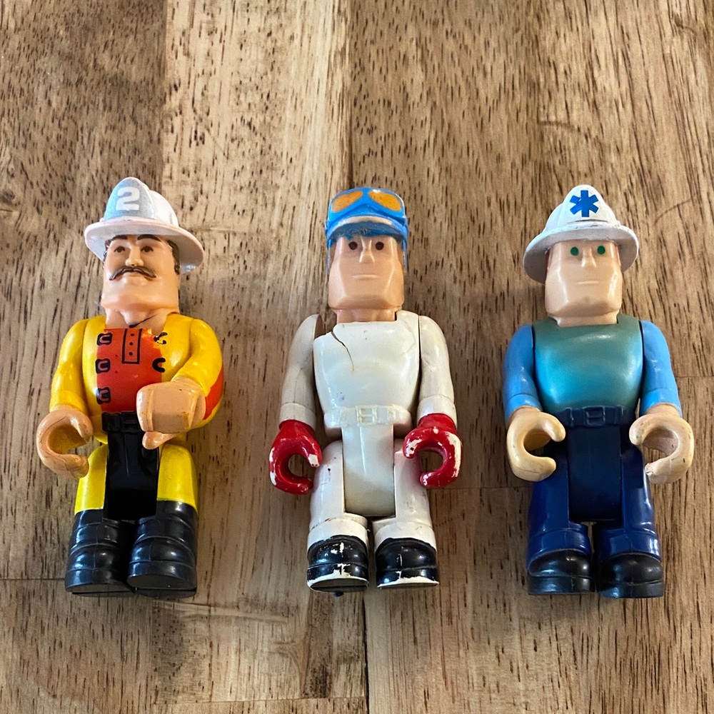 Vintage Fisher Price Husky Helpers 70s 80s firefighter rescue race car driver